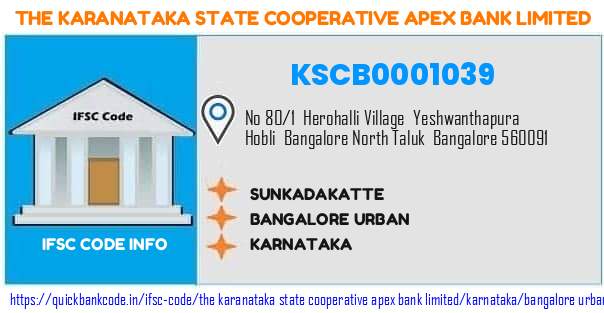 The Karanataka State Cooperative Apex Bank Sunkadakatte KSCB0001039 IFSC Code