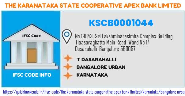 The Karanataka State Cooperative Apex Bank T Dasarahalli KSCB0001044 IFSC Code