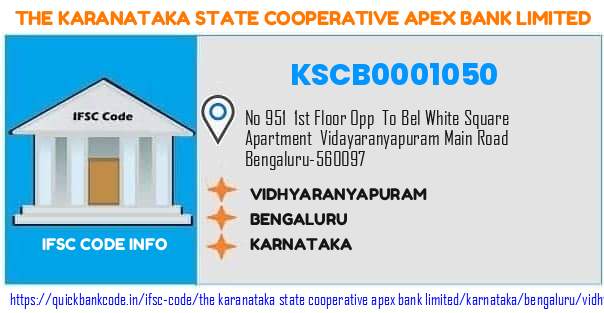 The Karanataka State Cooperative Apex Bank Vidhyaranyapuram KSCB0001050 IFSC Code