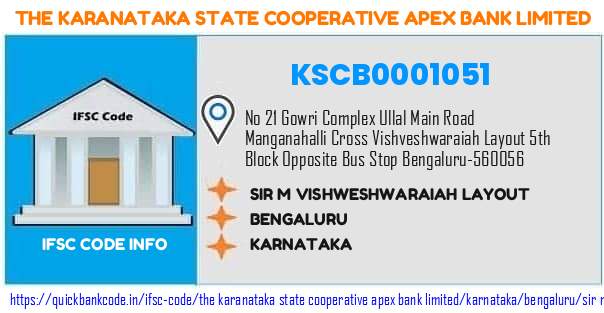 The Karanataka State Cooperative Apex Bank Sir M Vishweshwaraiah Layout KSCB0001051 IFSC Code