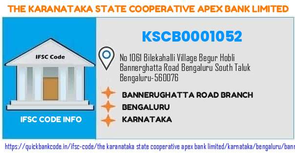 The Karanataka State Cooperative Apex Bank Bannerughatta Road Branch KSCB0001052 IFSC Code