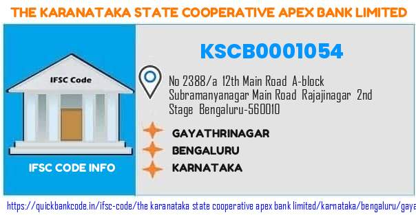 The Karanataka State Cooperative Apex Bank Gayathrinagar KSCB0001054 IFSC Code