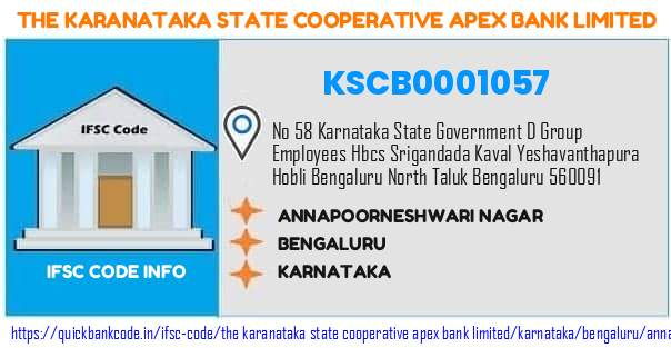 The Karanataka State Cooperative Apex Bank Annapoorneshwari Nagar KSCB0001057 IFSC Code