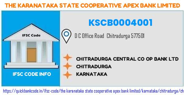 The Karanataka State Cooperative Apex Bank Chitradurga Central Co Op Bank  KSCB0004001 IFSC Code