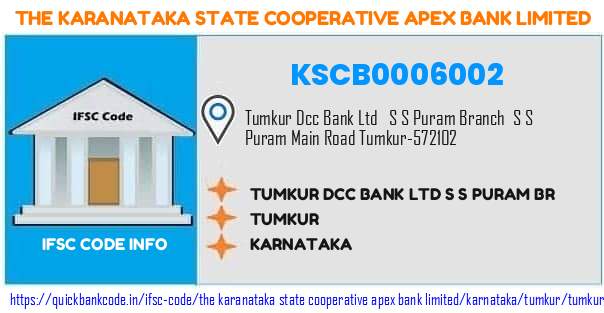 The Karanataka State Cooperative Apex Bank Tumkur Dcc Bank  S S Puram Br KSCB0006002 IFSC Code