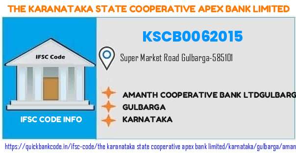 The Karanataka State Cooperative Apex Bank Amanth Cooperative Bank gulbarga Br KSCB0062015 IFSC Code