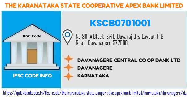 The Karanataka State Cooperative Apex Bank Davanagere Central Co Op Bank  KSCB0701001 IFSC Code