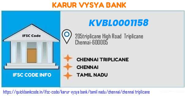 Karur Vysya Bank Chennai Triplicane KVBL0001158 IFSC Code