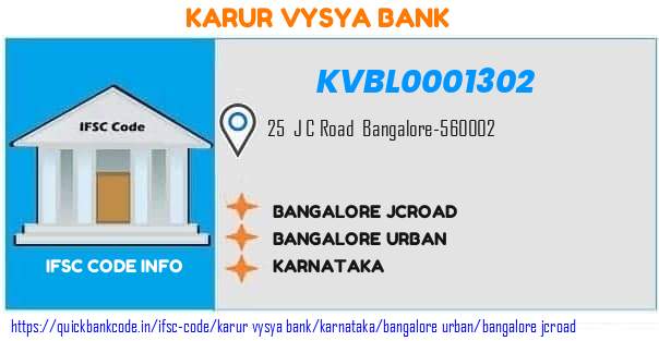 Karur Vysya Bank Bangalore Jcroad KVBL0001302 IFSC Code