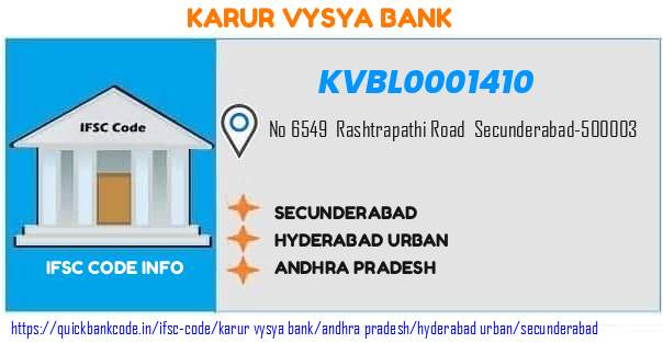 Karur Vysya Bank Secunderabad KVBL0001410 IFSC Code