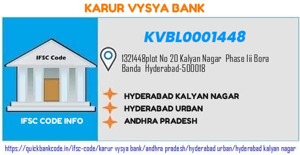 Karur Vysya Bank Hyderabad Kalyan Nagar KVBL0001448 IFSC Code