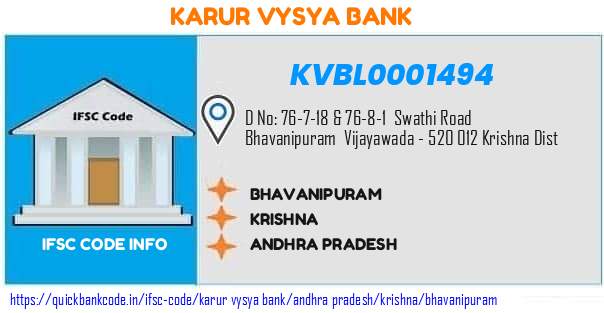 Karur Vysya Bank Bhavanipuram KVBL0001494 IFSC Code