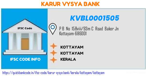Karur Vysya Bank Kottayam KVBL0001505 IFSC Code