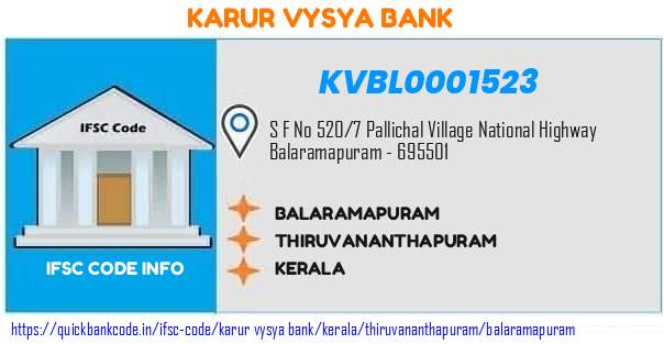 Karur Vysya Bank Balaramapuram KVBL0001523 IFSC Code