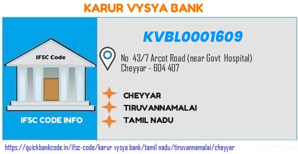 Karur Vysya Bank Cheyyar KVBL0001609 IFSC Code