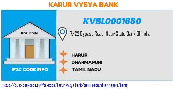 Karur Vysya Bank Harur KVBL0001680 IFSC Code