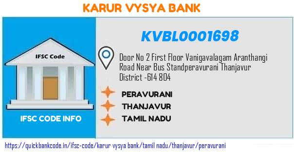 Karur Vysya Bank Peravurani KVBL0001698 IFSC Code