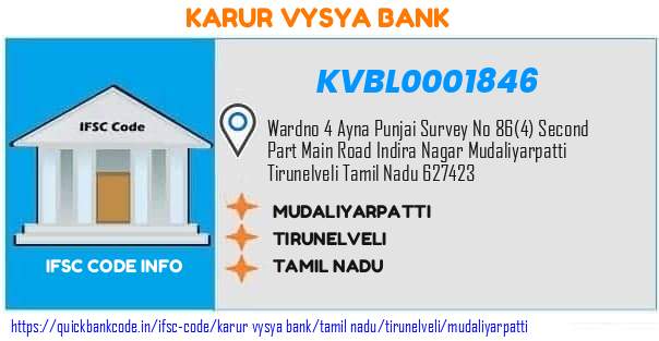 KVBL0001846 Karur Vysya Bank. MUDALIYARPATTI