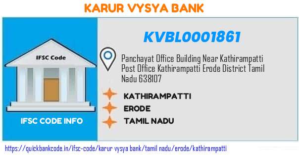 Karur Vysya Bank Kathirampatti KVBL0001861 IFSC Code
