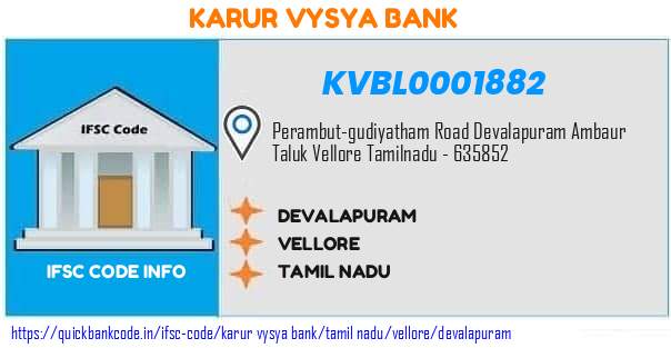 Karur Vysya Bank Devalapuram KVBL0001882 IFSC Code