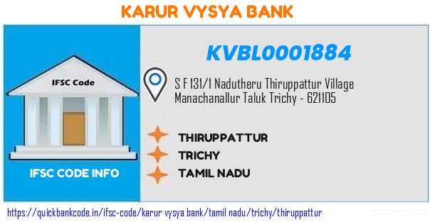 Karur Vysya Bank Thiruppattur KVBL0001884 IFSC Code