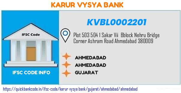 KVBL0002201 Karur Vysya Bank. AHMEDABAD