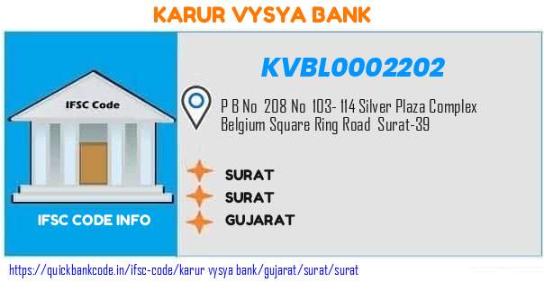 Karur Vysya Bank Surat KVBL0002202 IFSC Code