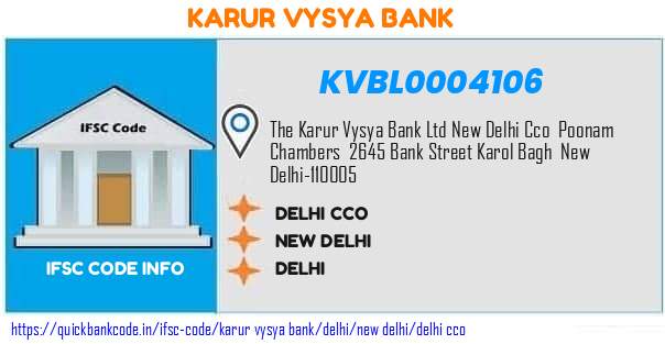 Karur Vysya Bank Delhi Cco KVBL0004106 IFSC Code