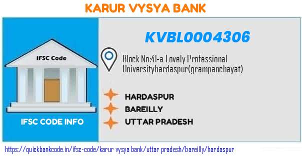 Karur Vysya Bank Hardaspur KVBL0004306 IFSC Code