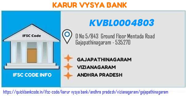 Karur Vysya Bank Gajapathinagaram KVBL0004803 IFSC Code