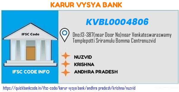 Karur Vysya Bank Nuzvid KVBL0004806 IFSC Code