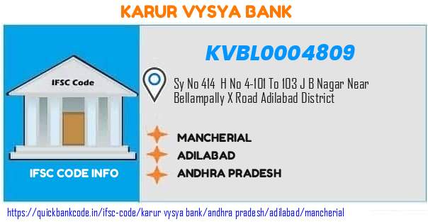 Karur Vysya Bank Mancherial KVBL0004809 IFSC Code