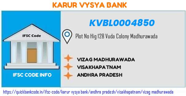 Karur Vysya Bank Vizag Madhurawada KVBL0004850 IFSC Code