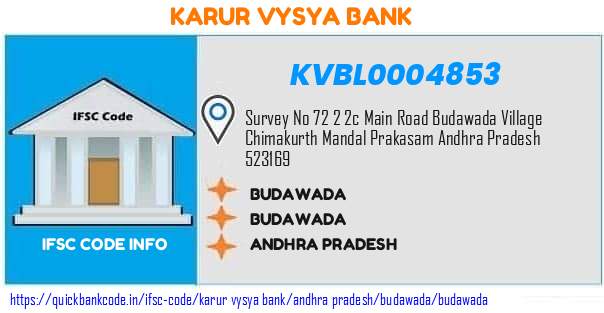 Karur Vysya Bank Budawada KVBL0004853 IFSC Code