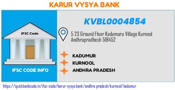 Karur Vysya Bank Kadumur KVBL0004854 IFSC Code