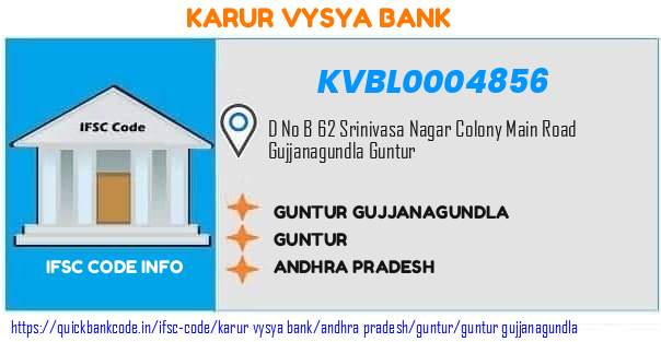 Karur Vysya Bank Guntur Gujjanagundla KVBL0004856 IFSC Code