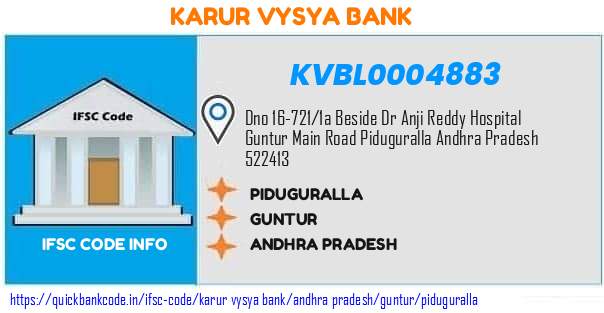 Karur Vysya Bank Piduguralla KVBL0004883 IFSC Code