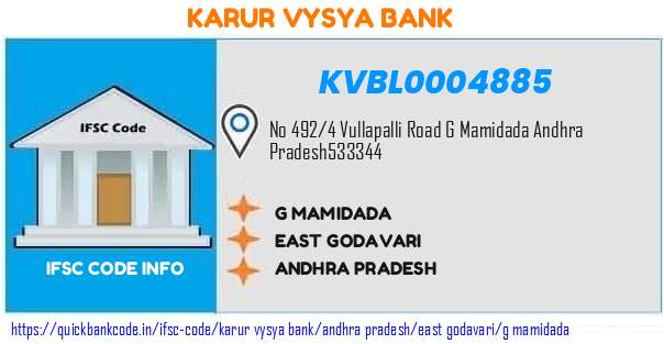 Karur Vysya Bank G Mamidada KVBL0004885 IFSC Code