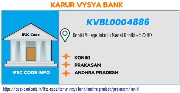 Karur Vysya Bank Koniki KVBL0004886 IFSC Code