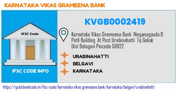 Karnataka Vikas Grameena Bank Urabinahatti KVGB0002419 IFSC Code