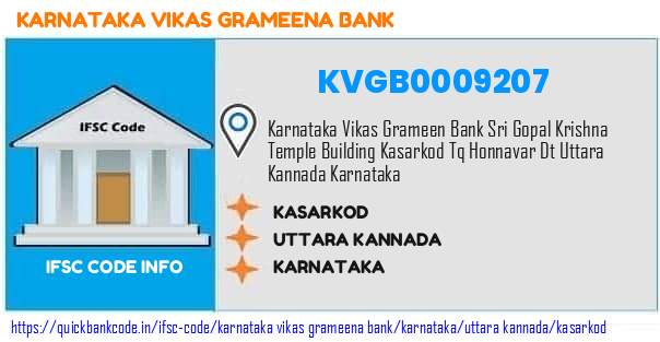 Karnataka Vikas Grameena Bank Kasarkod KVGB0009207 IFSC Code