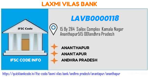 Laxmi Vilas Bank Ananthapur LAVB0000118 IFSC Code