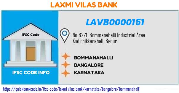 Laxmi Vilas Bank Bommanahalli LAVB0000151 IFSC Code