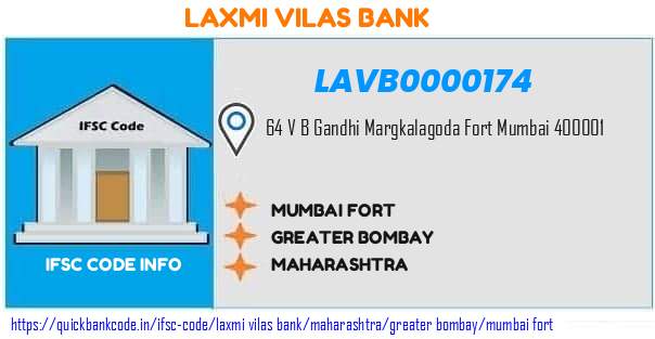 Laxmi Vilas Bank Mumbai Fort LAVB0000174 IFSC Code