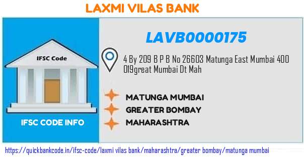 Laxmi Vilas Bank Matunga Mumbai LAVB0000175 IFSC Code