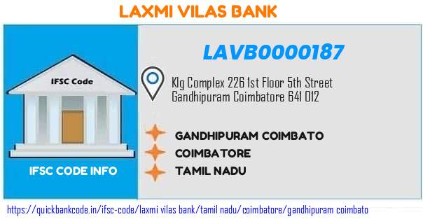 Laxmi Vilas Bank Gandhipuram Coimbato LAVB0000187 IFSC Code