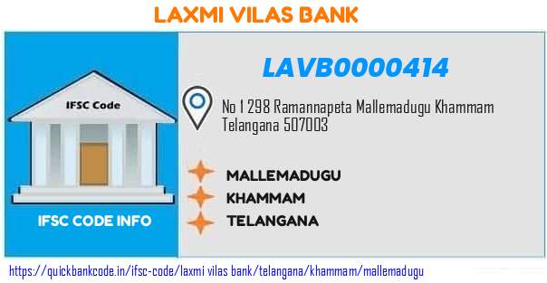 Laxmi Vilas Bank Mallemadugu LAVB0000414 IFSC Code