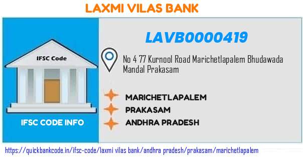 Laxmi Vilas Bank Marichetlapalem LAVB0000419 IFSC Code