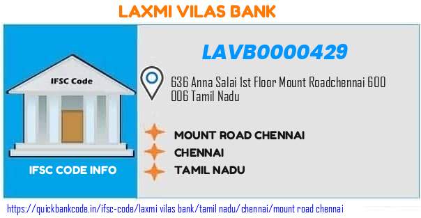 Laxmi Vilas Bank Mount Road Chennai LAVB0000429 IFSC Code