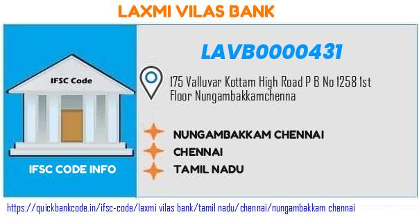 Laxmi Vilas Bank Nungambakkam Chennai LAVB0000431 IFSC Code